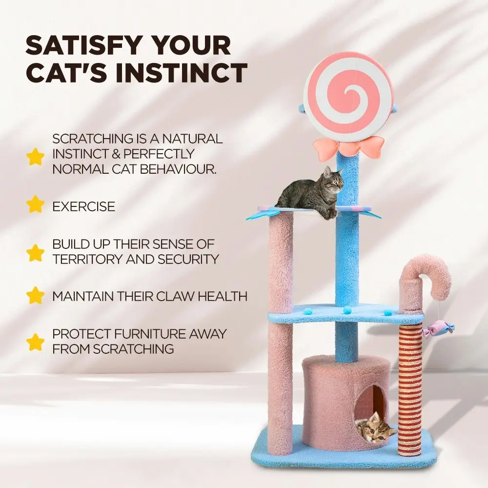 Furbulous 1.35m Lollipop Style Cat Tree Tower & Scratching Post