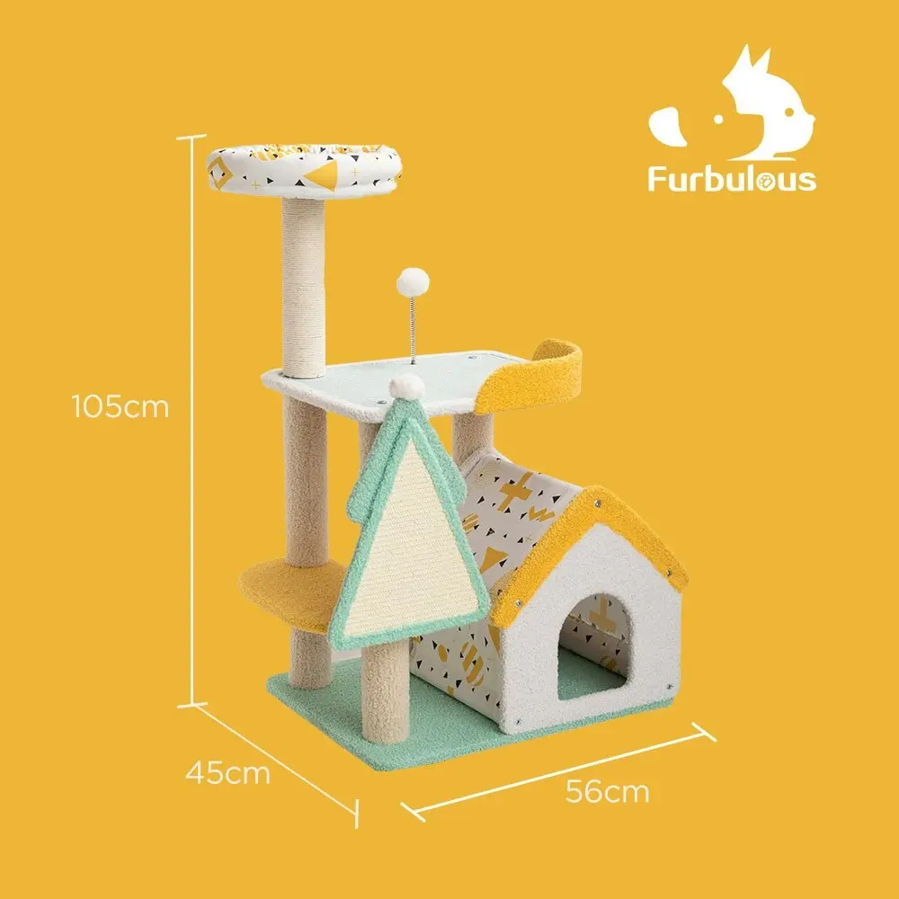 Furbulous 1.05m Cat Tree Tower & Scratching post with Cooling Straw Mat - Fairy Land