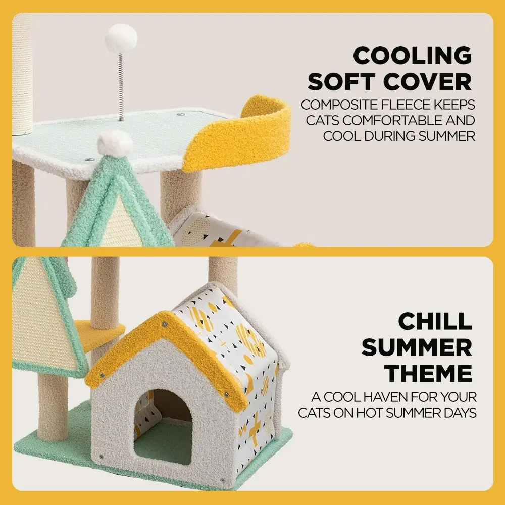 Furbulous 1.05m Cat Tree Tower & Scratching post with Cooling Straw Mat - Fairy Land