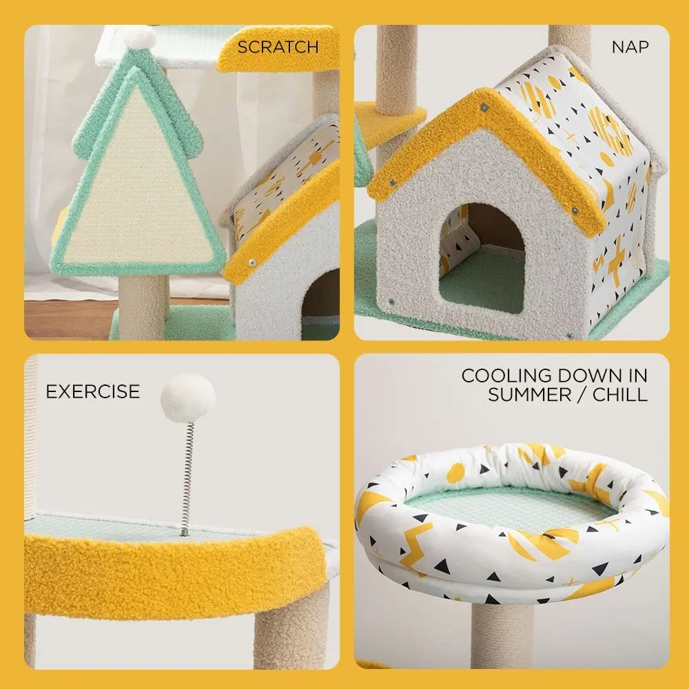 Furbulous 1.05m Cat Tree Tower & Scratching post with Cooling Straw Mat - Fairy Land