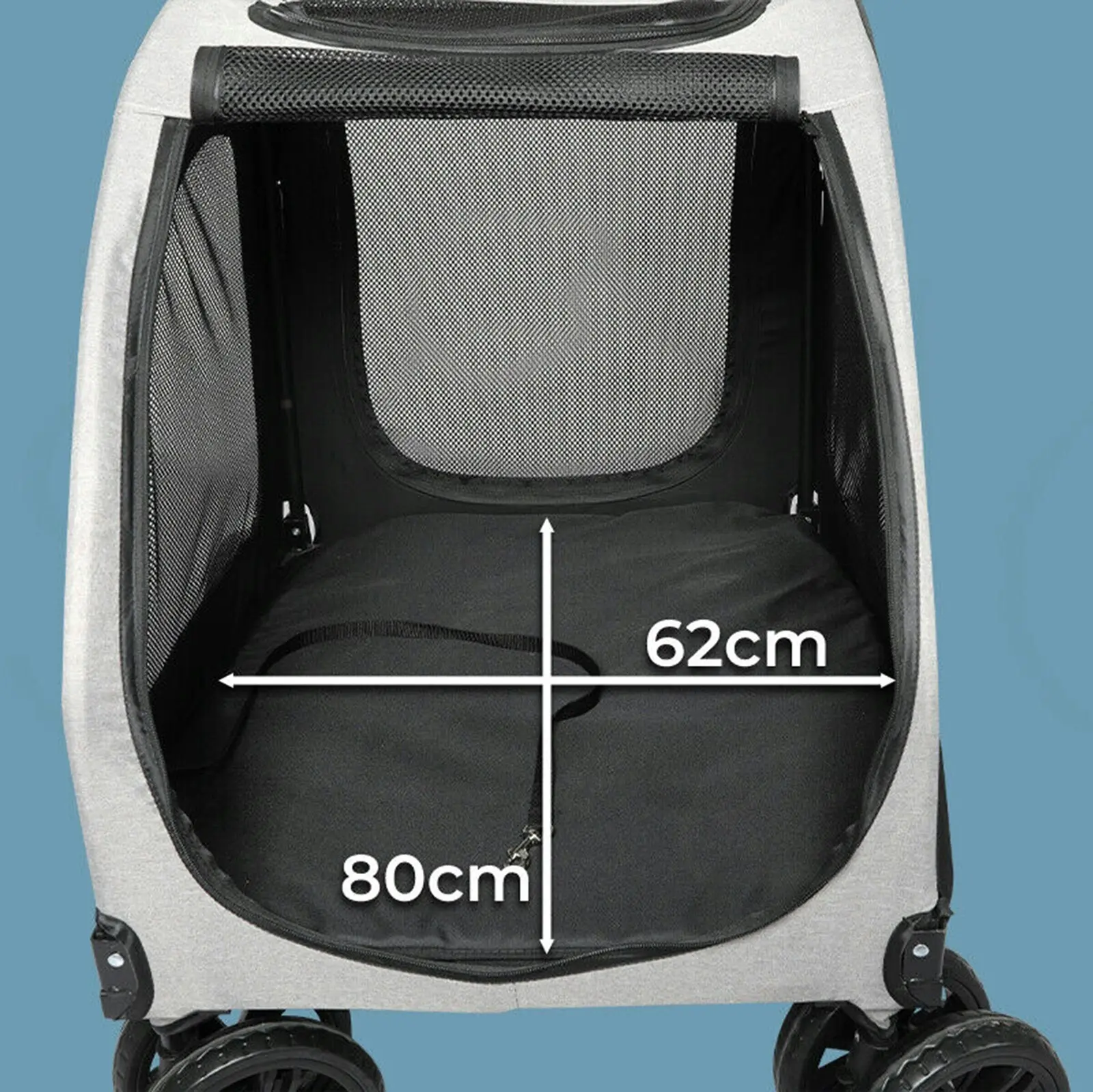 Furbulous Pet Dog Stroller Pram Carrier Cat Travel Foldable 4 Wheels 50kg Capacity - Black