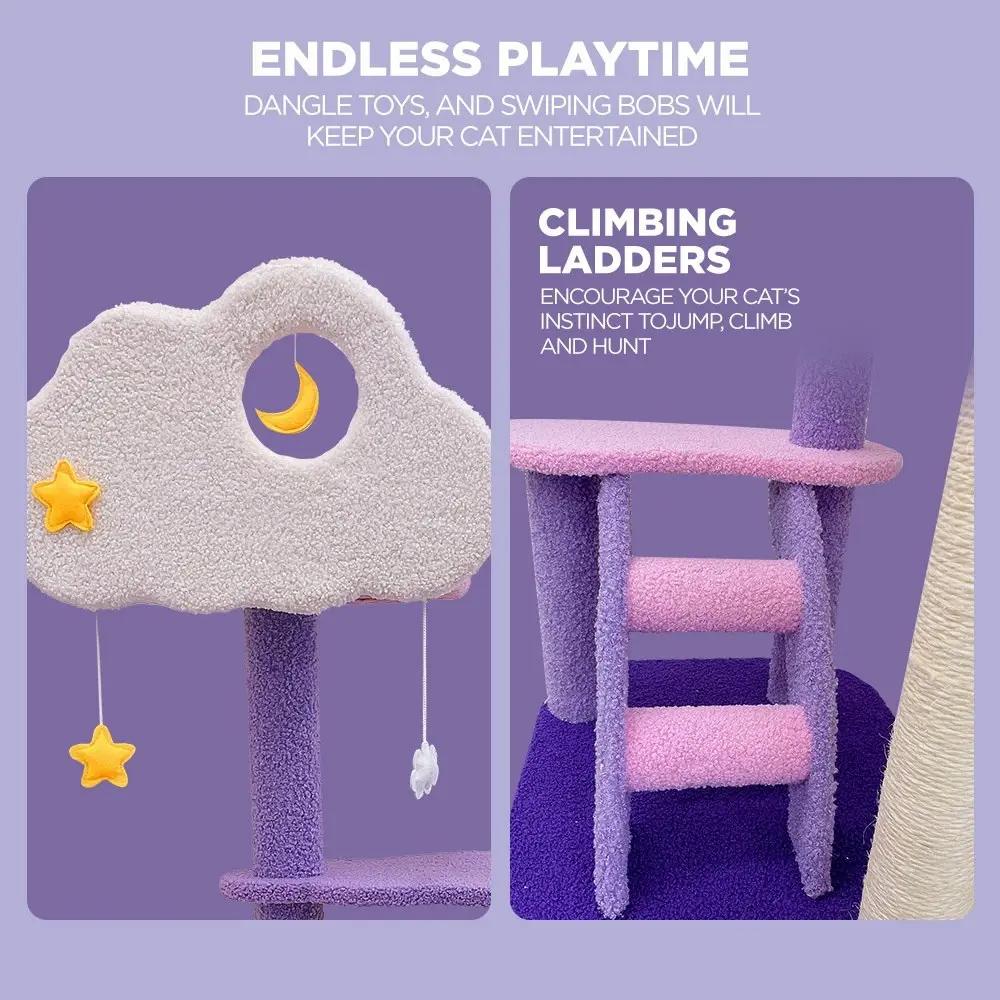 Furbulous 1.08m Cat Tree Scratching Post and Cat Tower - Star and Moon