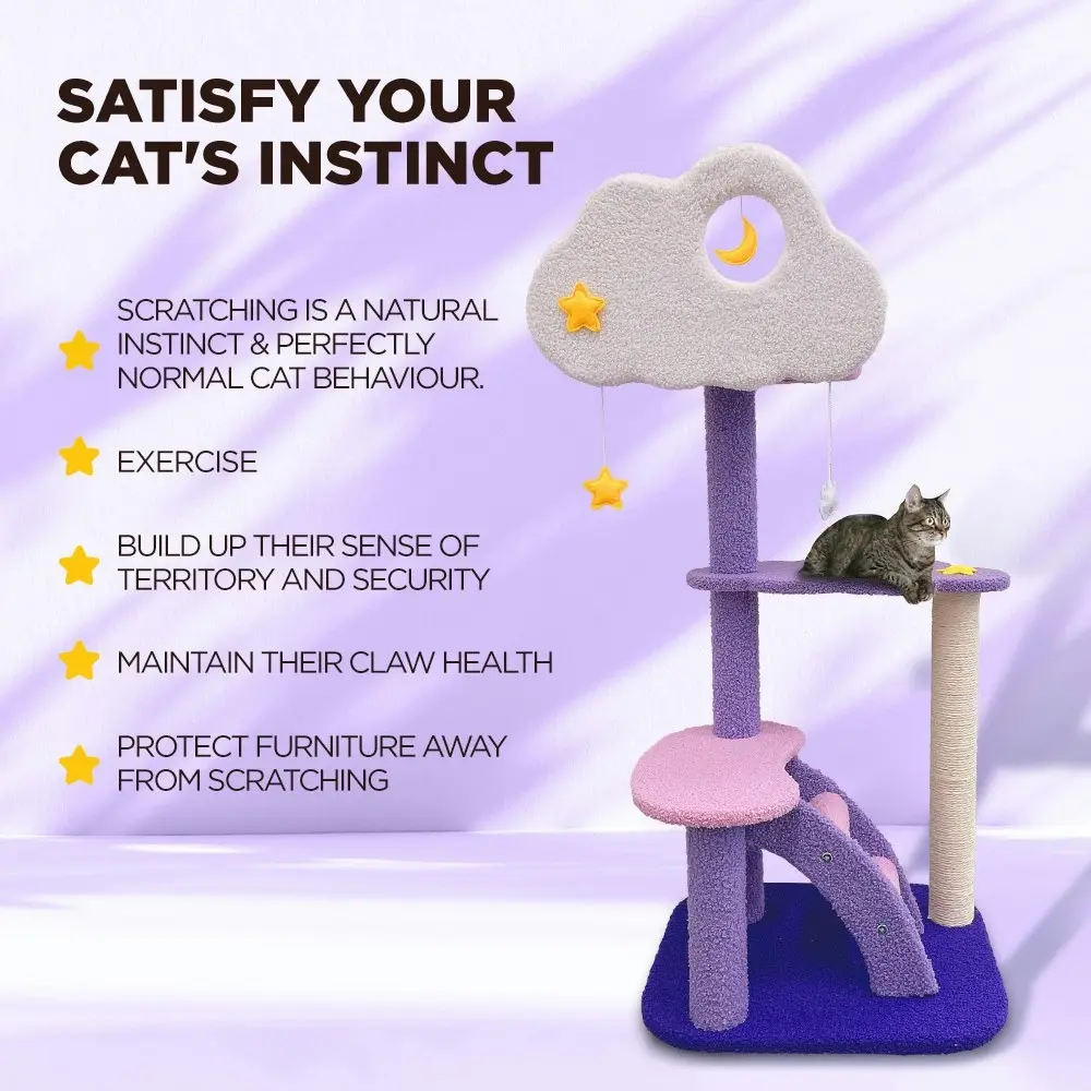 Furbulous 1.08m Cat Tree Scratching Post and Cat Tower - Star and Moon