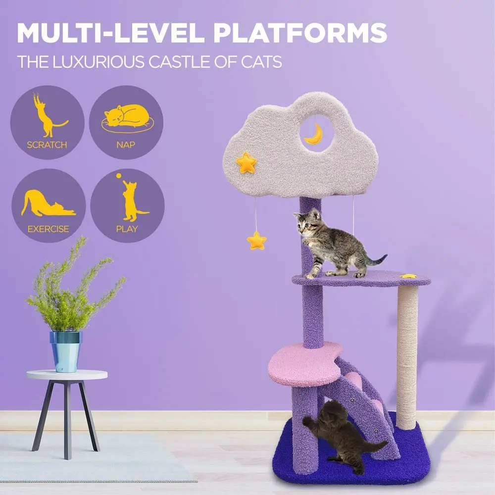 Furbulous 1.08m Cat Tree Scratching Post and Cat Tower - Star and Moon