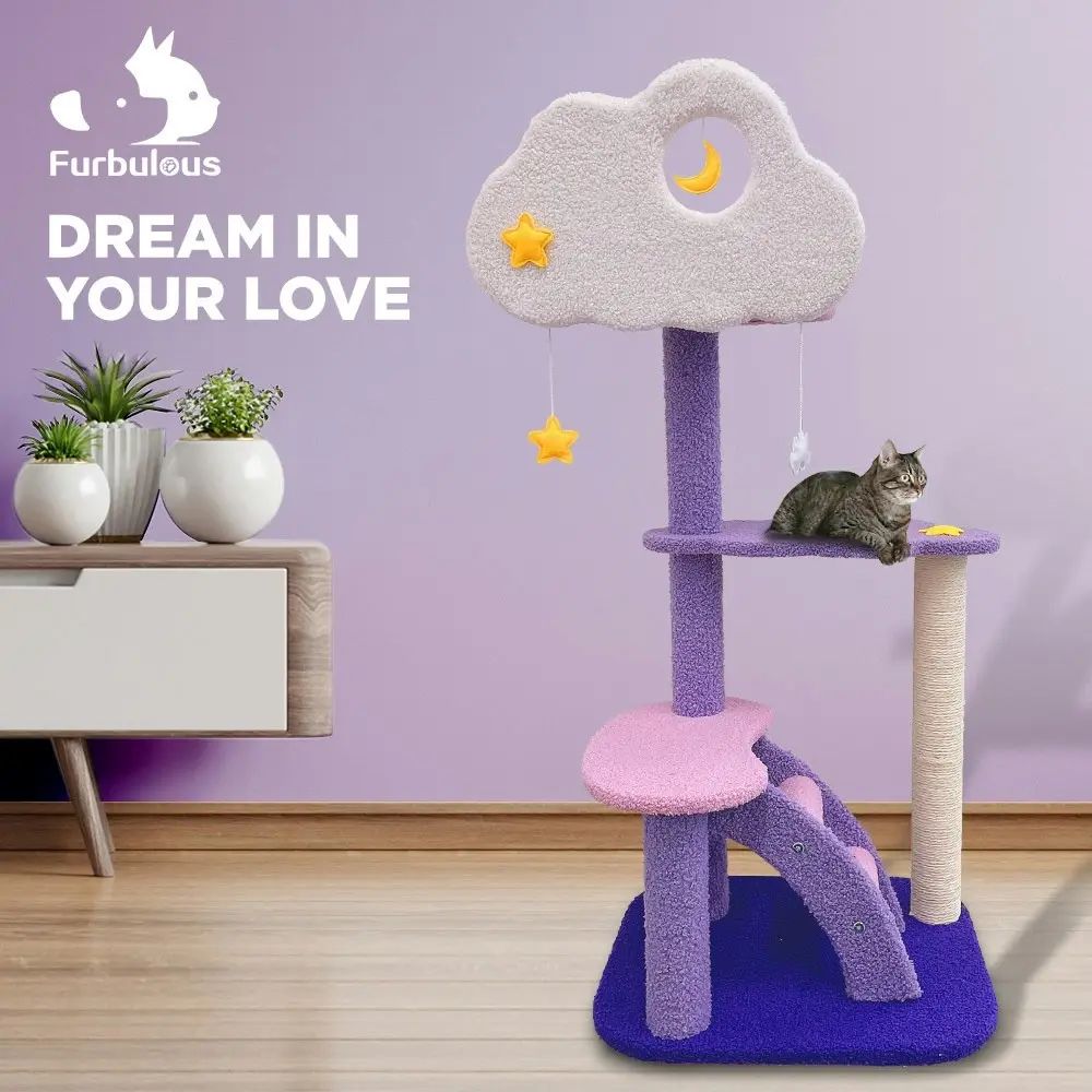 Furbulous 1.08m Cat Tree Scratching Post and Cat Tower - Star and Moon