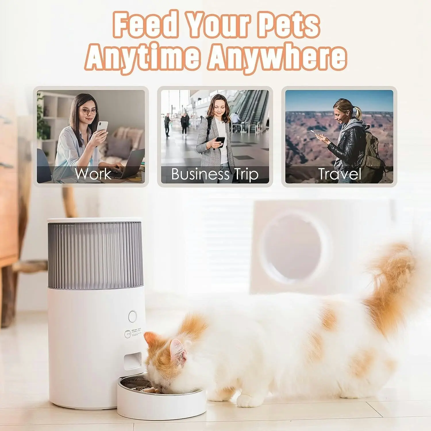 Pet Marvel Automatic Cat Feeders, 2.4G WiFi Smart Pet Feeder with APP Control