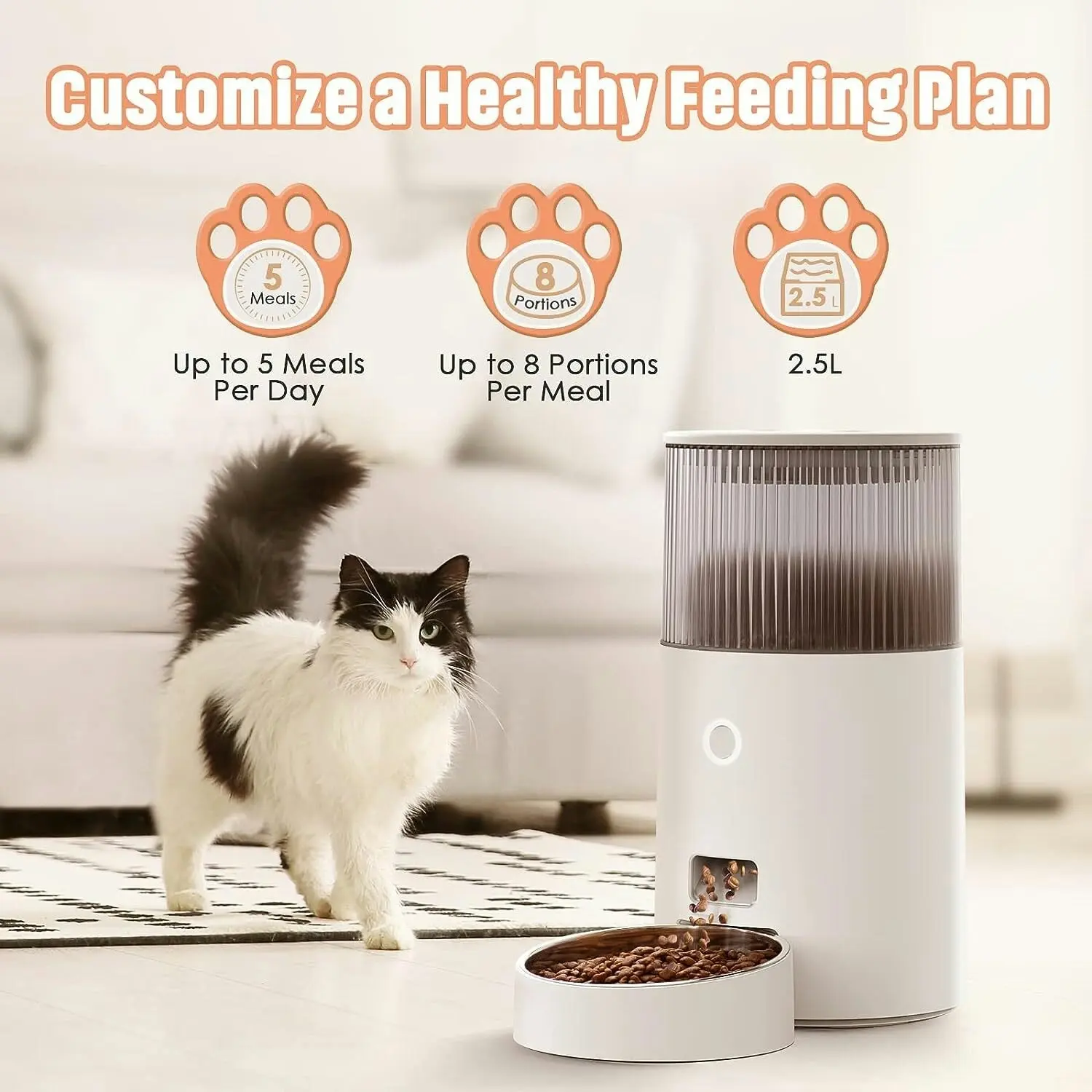 Pet Marvel Automatic Cat Feeders, 2.4G WiFi Smart Pet Feeder with APP Control