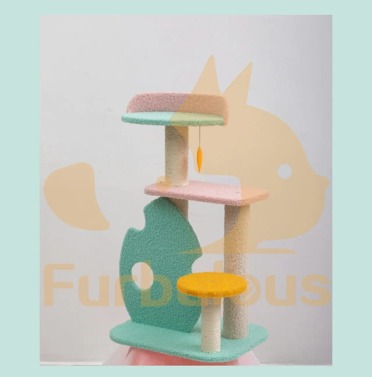 Furbulous 75cm Cat Tree Scratching post and Cat tower with Sisal Scratching Rope - Green Leaf