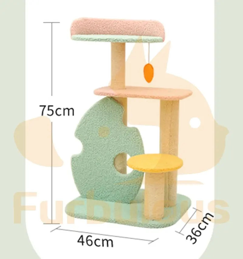 Furbulous 75cm Cat Tree Scratching post and Cat tower with Sisal Scratching Rope - Green Leaf