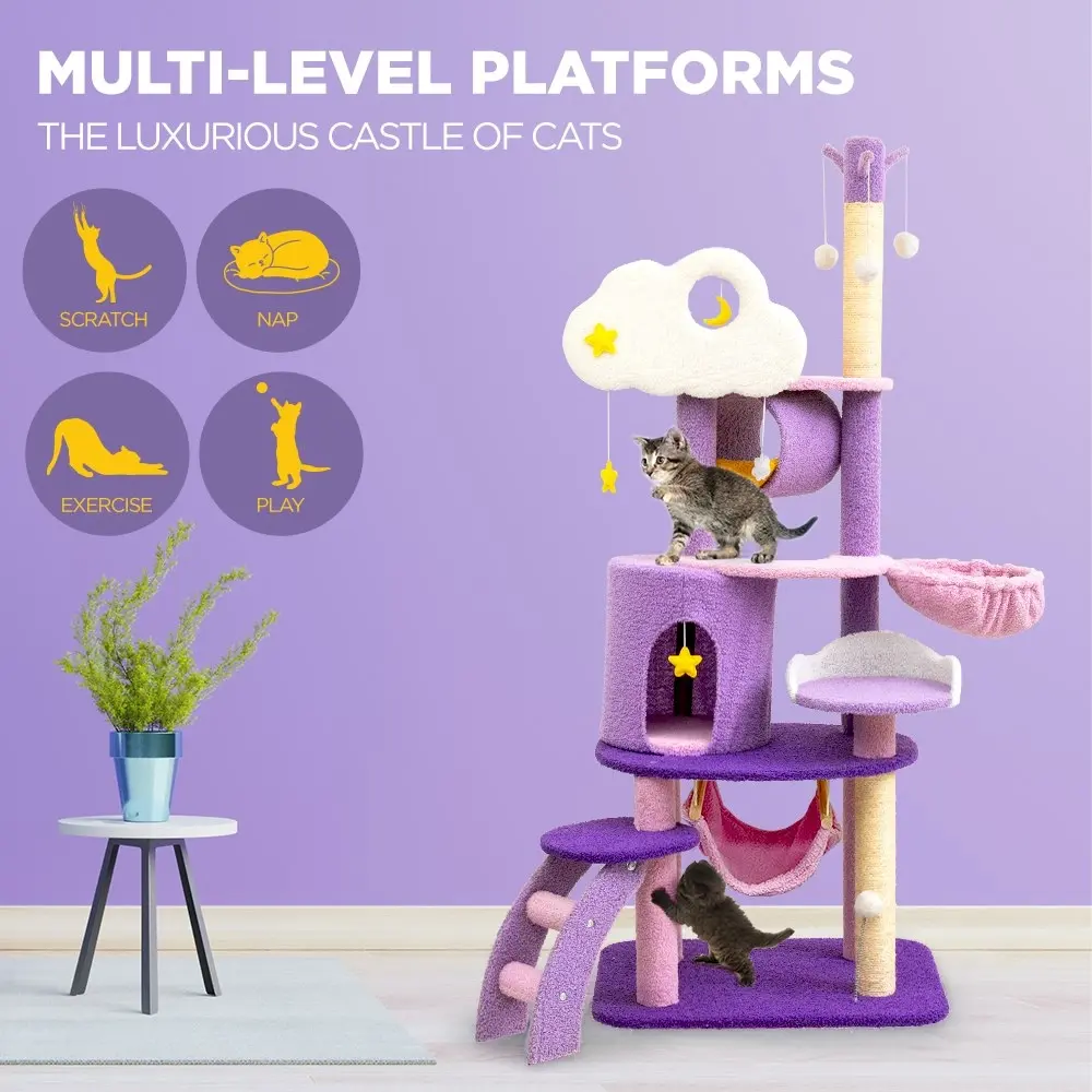 Furbulous 1.6m Cat Tree Scratching Post and Mega Tower - Star and Moon