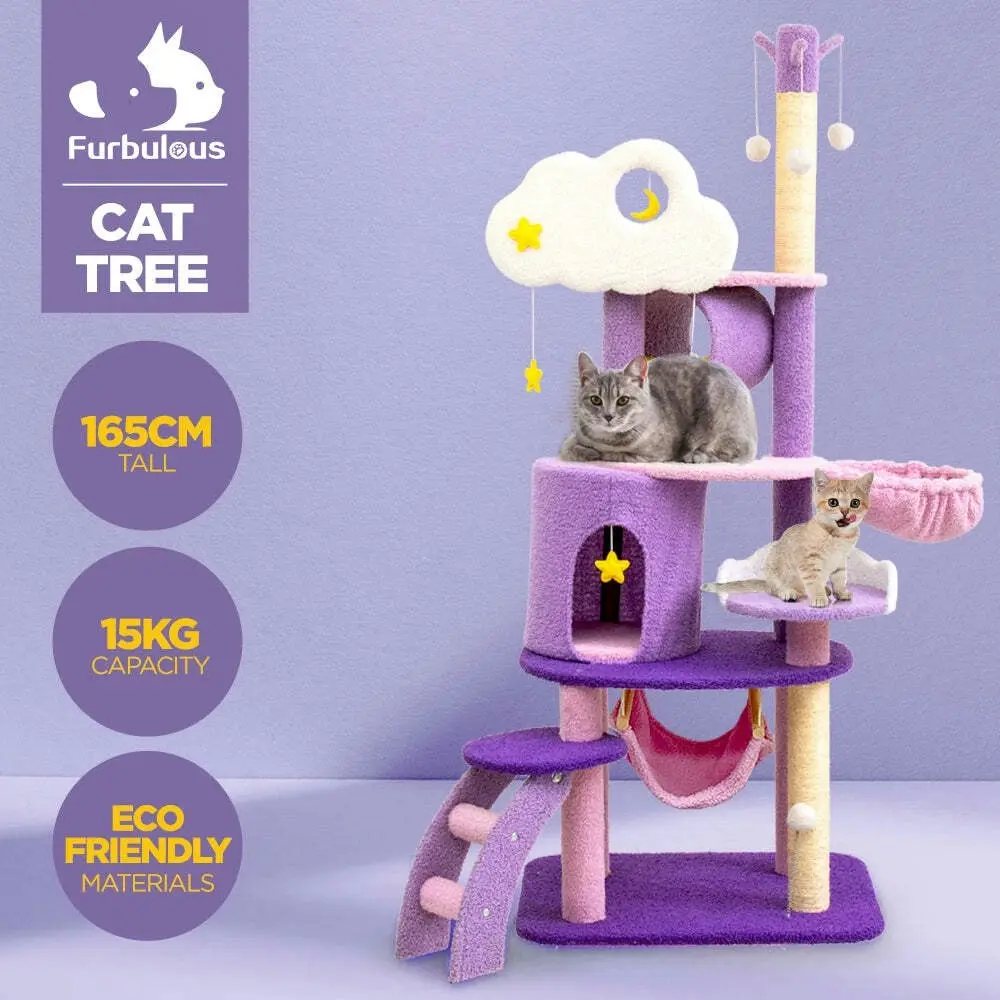 Furbulous 1.6m Cat Tree Scratching Post and Mega Tower - Star and Moon