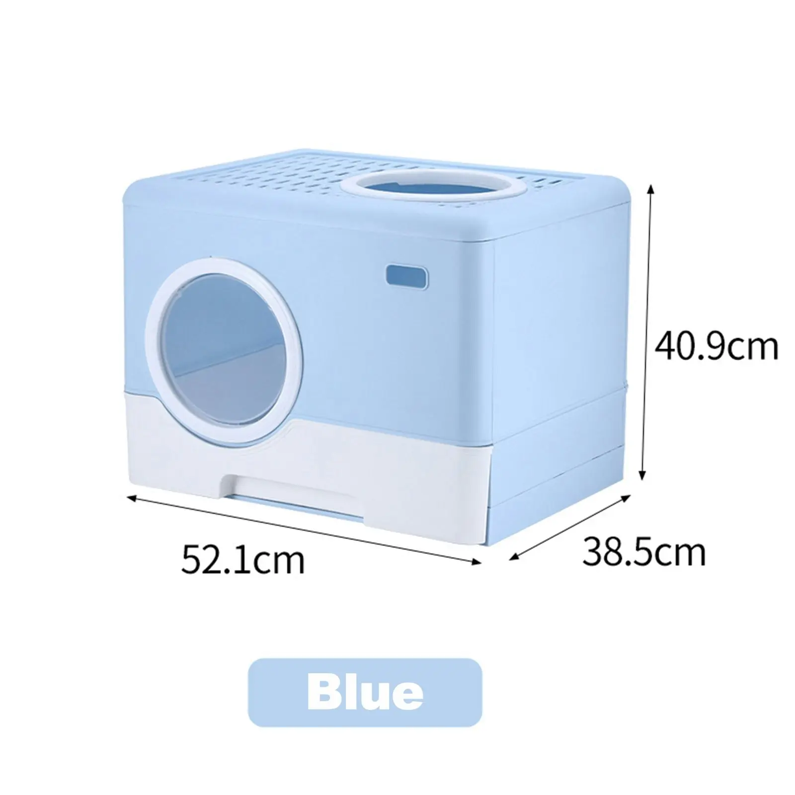 Furbulous Camera Shape Anti-Splashing Enclosed Cat Drawer Litter Box - Blue