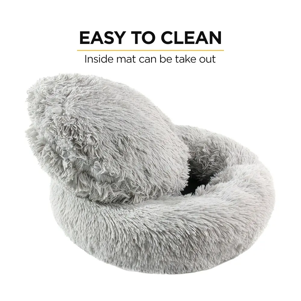 Furbulous Calming Dog or Cat Bed in Light Grey - Large 70cm x 70cm