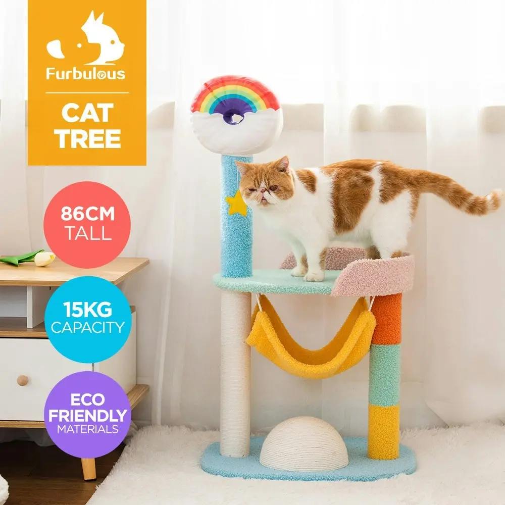 Furbulous 86cm Cat Tree Tower and Scratching Post Rainbow style