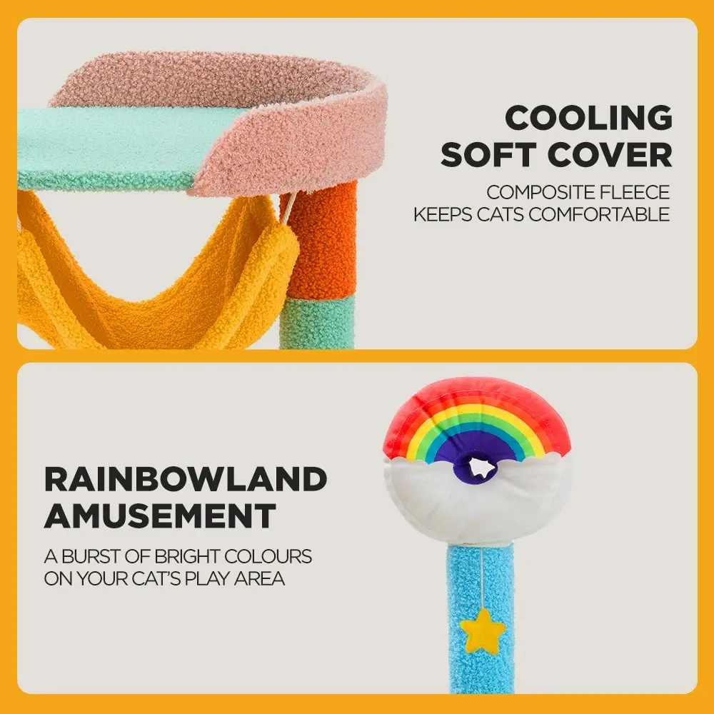 Furbulous 86cm Cat Tree Tower and Scratching Post Rainbow style