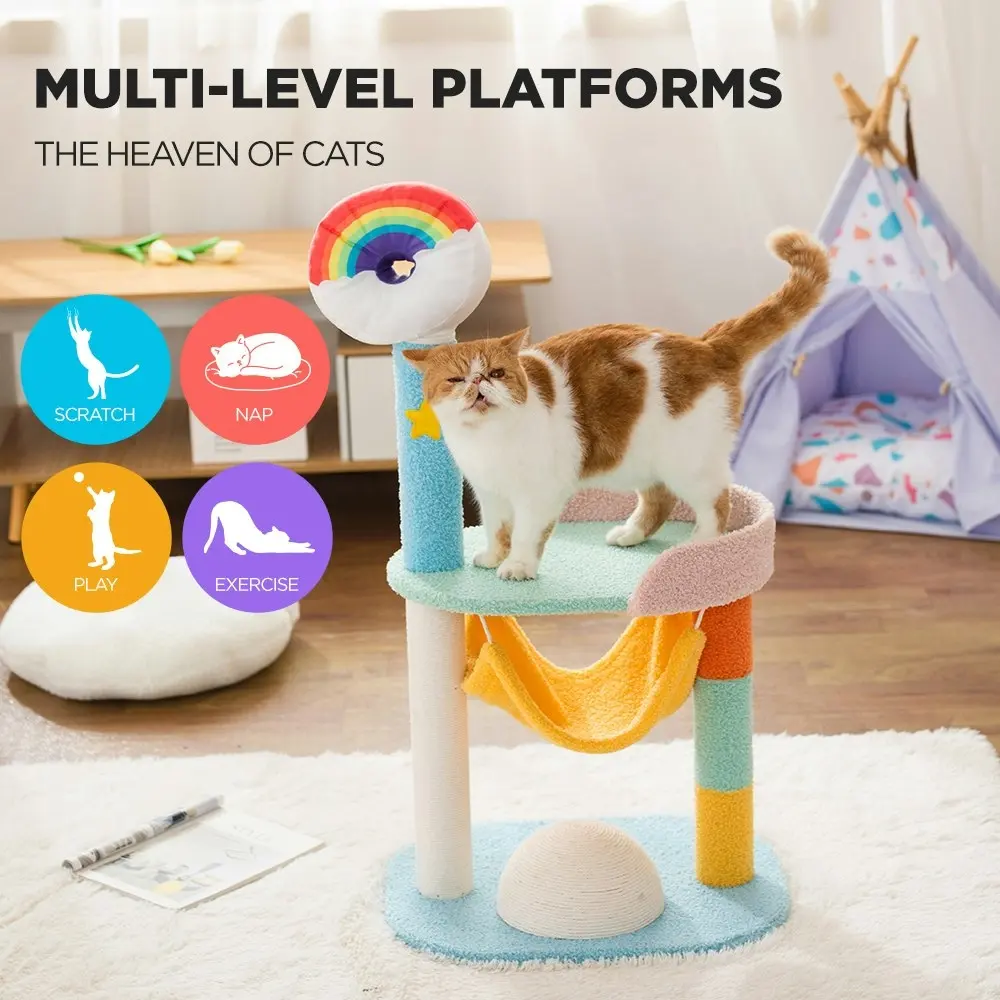 Furbulous 86cm Cat Tree Tower and Scratching Post Rainbow style