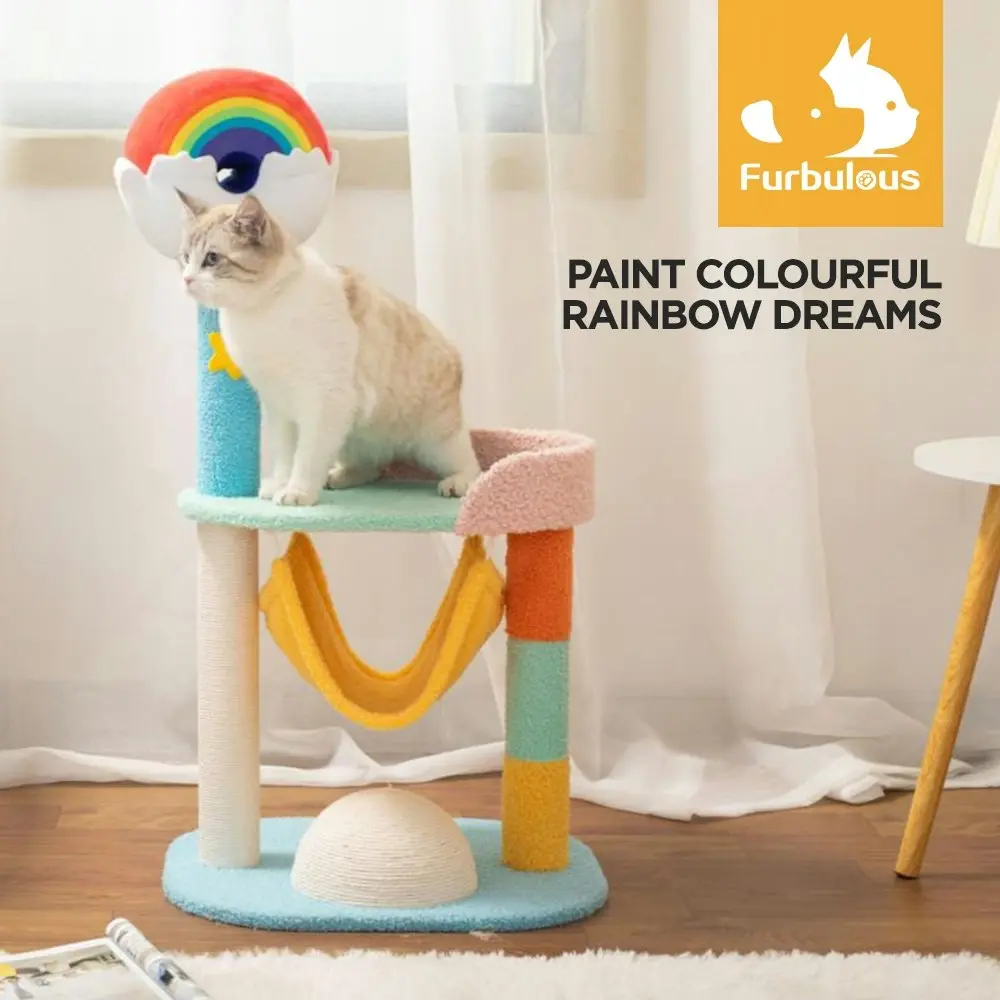 Furbulous 86cm Cat Tree Tower and Scratching Post Rainbow style