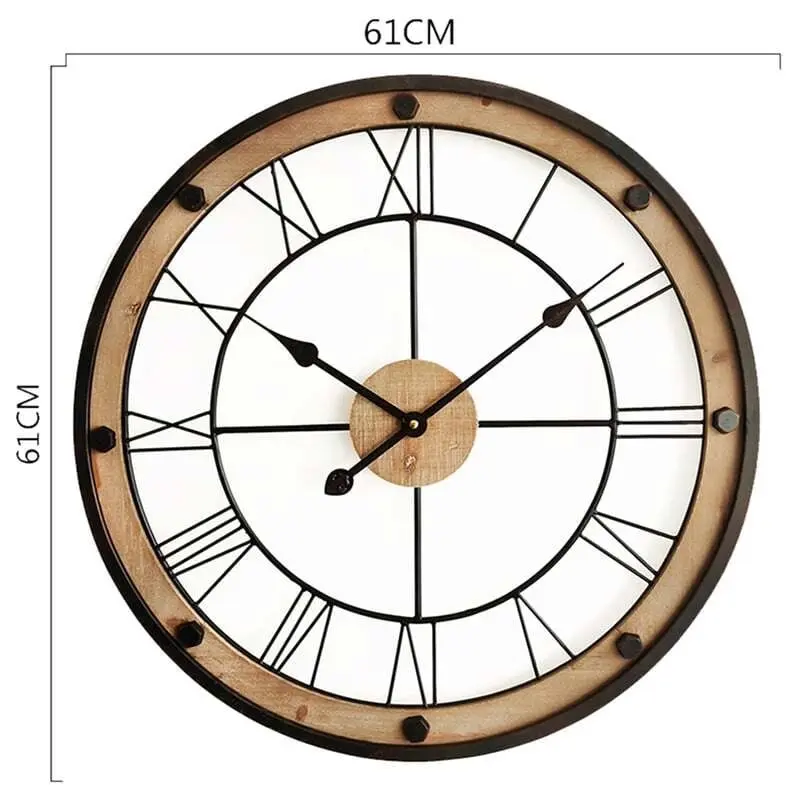 Willow & Silk Large Roman Numeral Industrial Floating Wall Clock 61cm