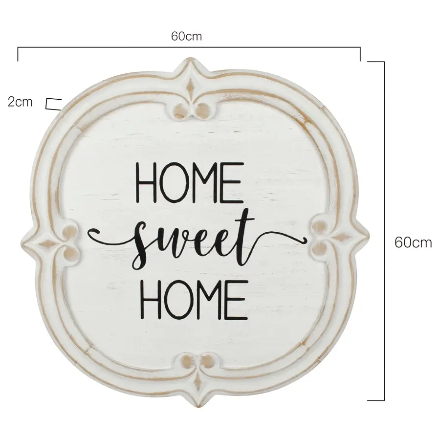 Willow & Silk Wooden 60cm 'Home Sweet Home' Plaque Sign Wall Art