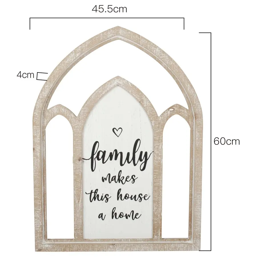 Willow & Silk Arch 60cm 'Family Makes Home' Plaque Sign Wall Art