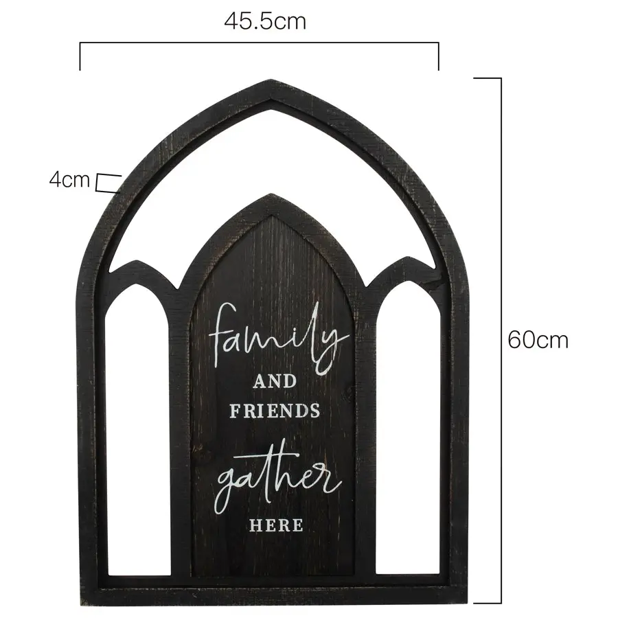 Willow & Silk 60cm Black Arch "Family & Friends" Plaque Sign Wall Art