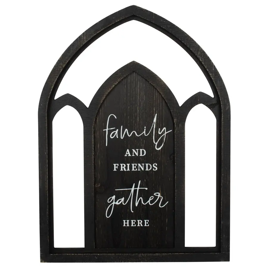 Willow & Silk 60cm Black Arch "Family & Friends" Plaque Sign Wall Art