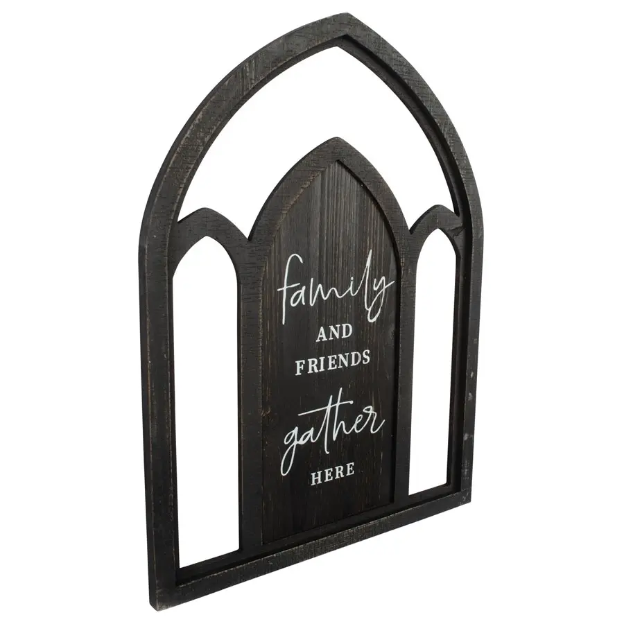 Willow & Silk 60cm Black Arch "Family & Friends" Plaque Sign Wall Art