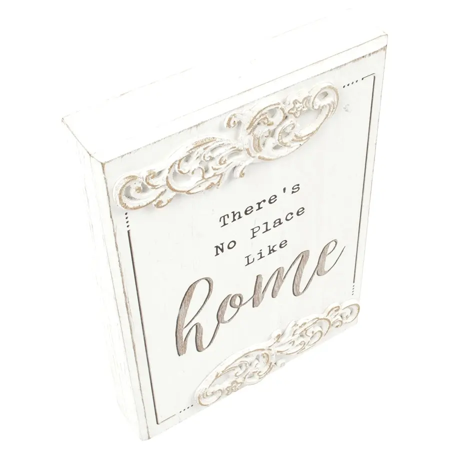 Willow & Silk Plaque Sign 27.5cm White 'No Place Like Home' Wall Art