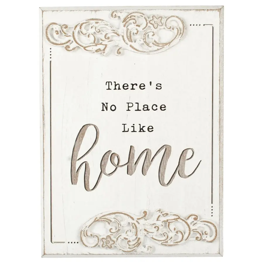 Willow & Silk Plaque Sign 27.5cm White 'No Place Like Home' Wall Art