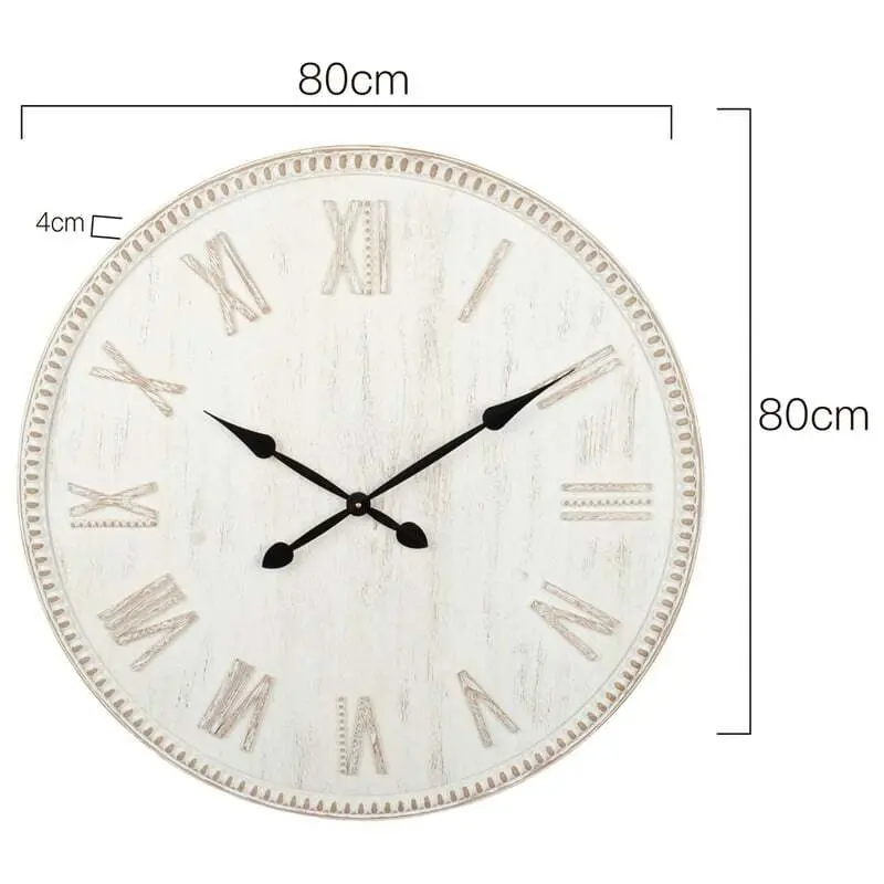 Willow & Silk MDF Large 80cm White Roman Numeral Wall Clock