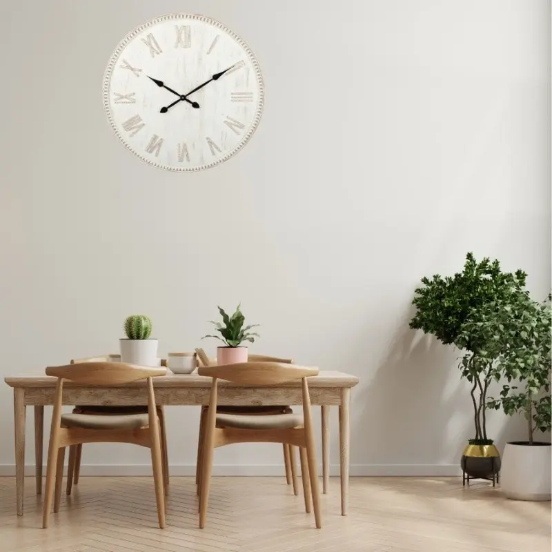 Willow & Silk MDF Large 80cm White Roman Numeral Wall Clock