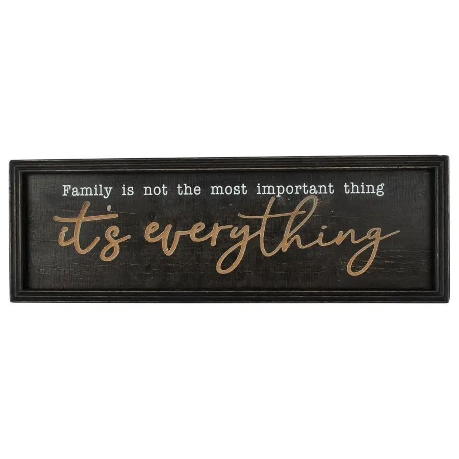 Willow & Silk Wooden 60cm Black "Family is Everything" Plaque Sign Wall Art