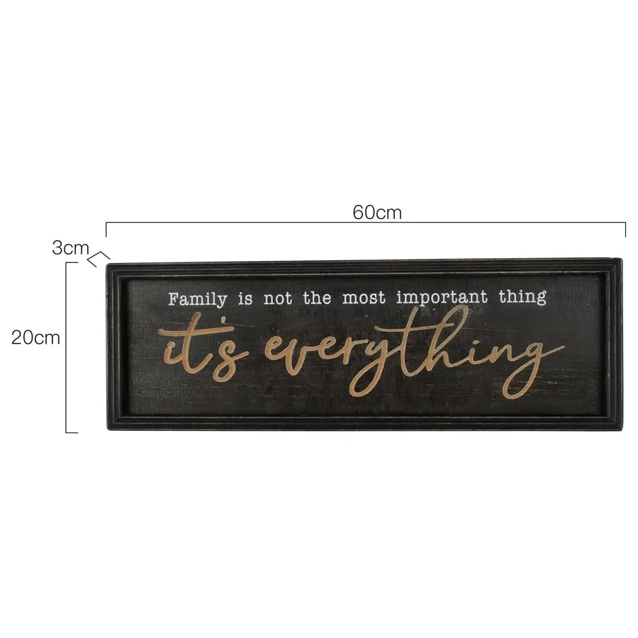 Willow & Silk Wooden 60cm Black "Family is Everything" Plaque Sign Wall Art