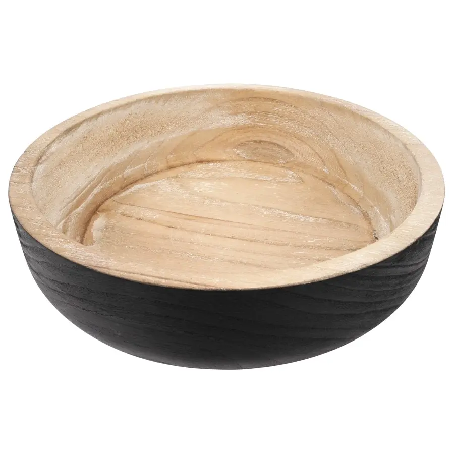 Willow & Silk Round Black Wooden 29cm Dining Table Party Bowl