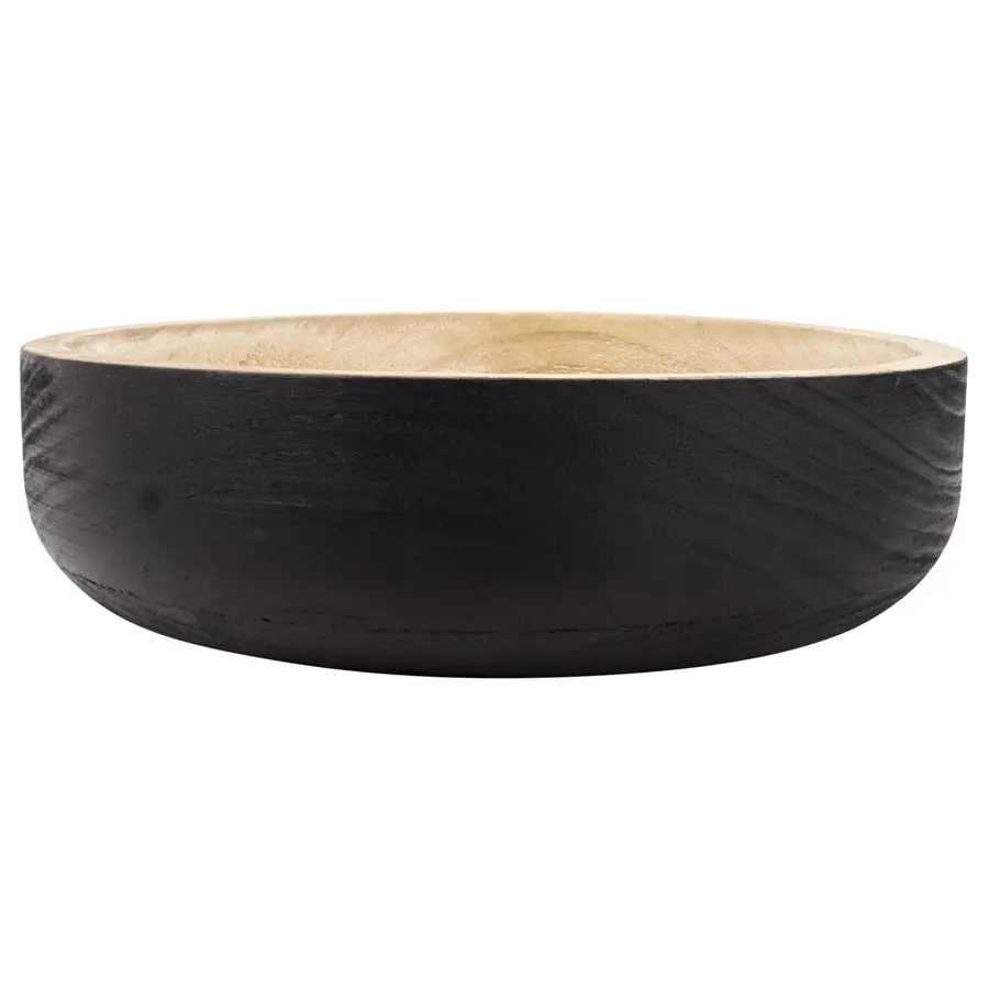 Willow & Silk Round Black Wooden 29cm Dining Table Party Bowl