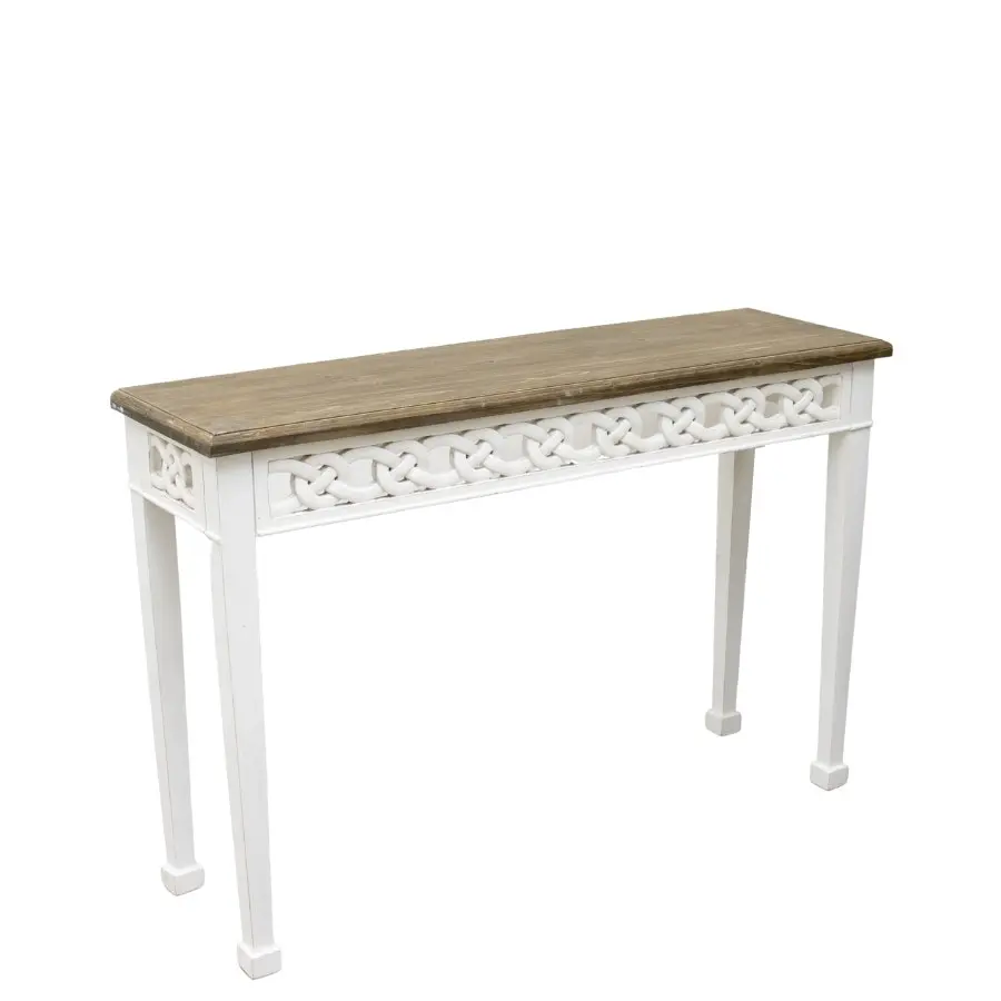 Willow & Silk Wooden 120cm White Braid Console Table