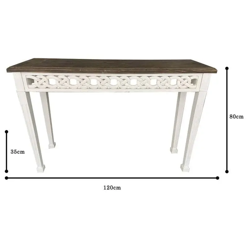 Willow & Silk Wooden 120cm White Braid Console Table