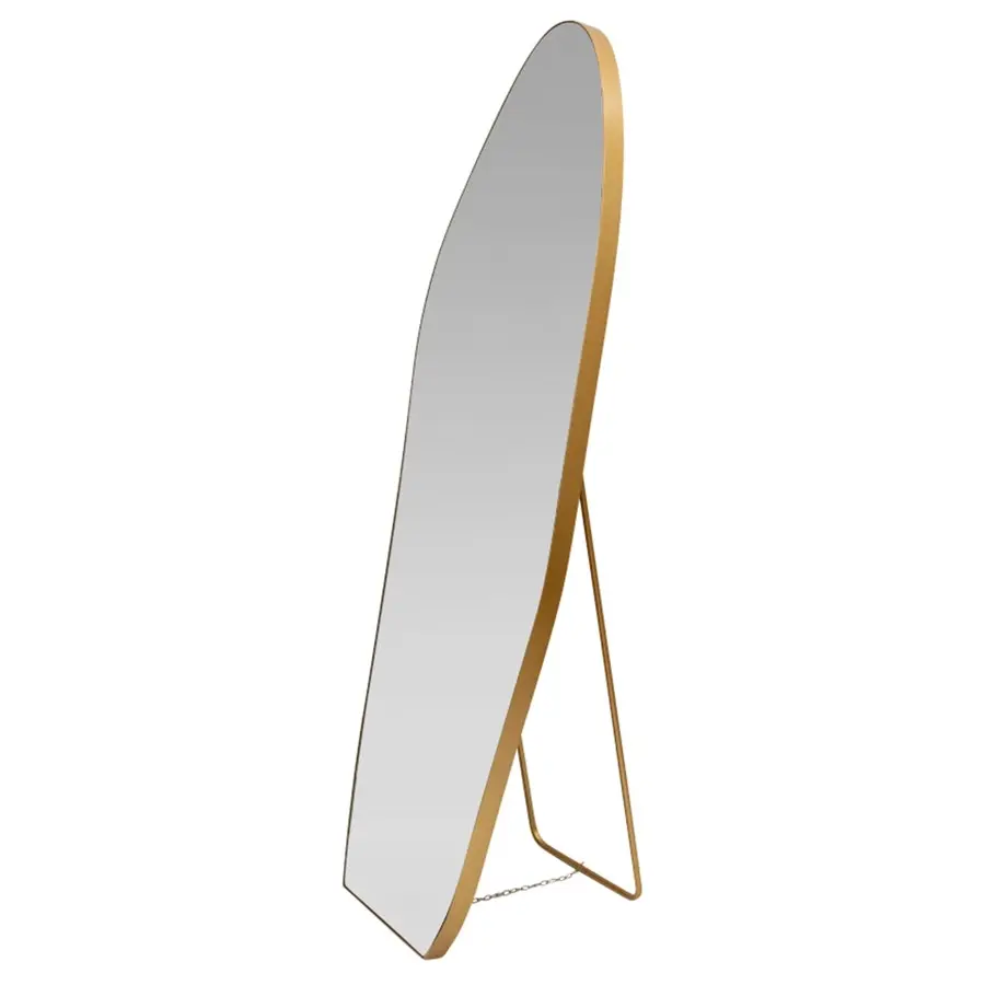 Willow & Silk Gold-Frame 160 cm Asymmetric Cheval Floor Mirror w/ Stand