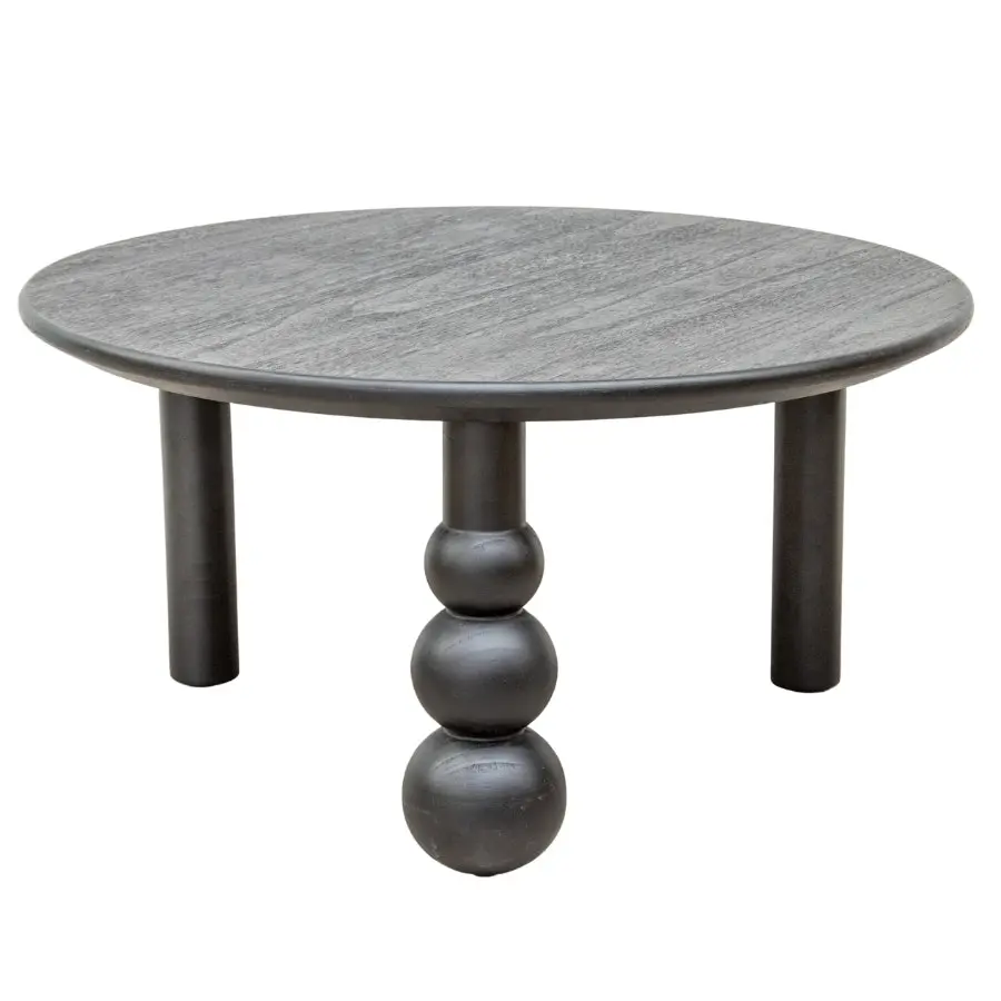 Willow & Silk Wooden 80cm Round Black Avoca Coffee Side/Table