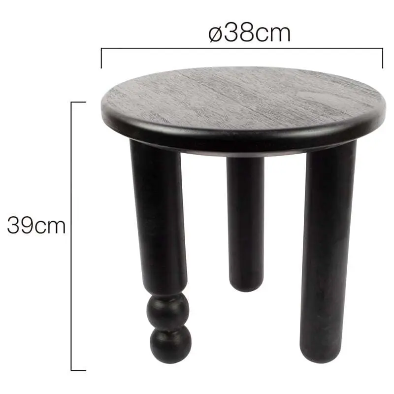 Willow & Silk Wooden 39cm Black Avoca Coffee/Side Table/Furniture/Stool