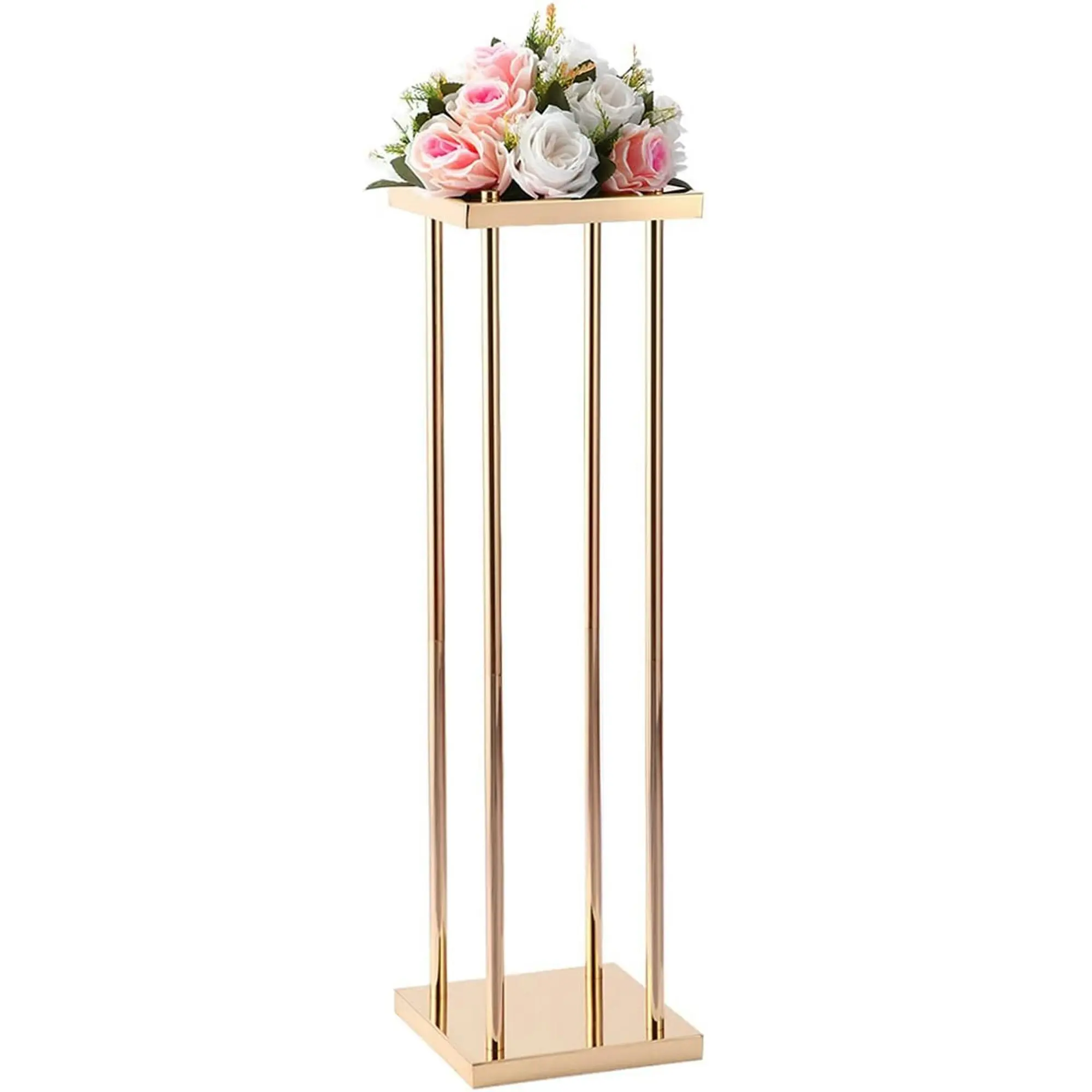 1m Metal Flower Stand Vase Column Gold Wedding Centerpiece 100cm Tall Table Decor Floral Event Riser