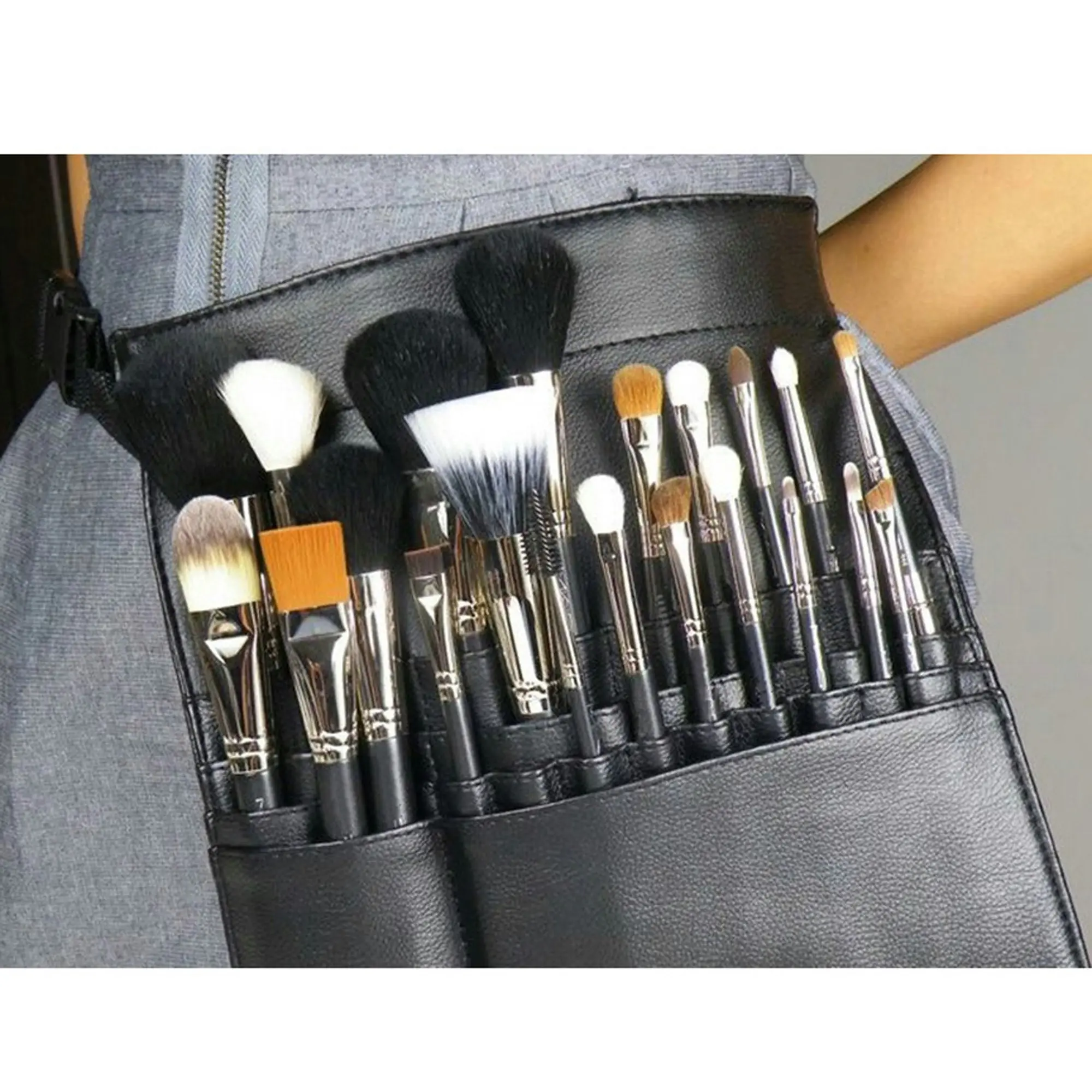 Makeup Tool Belt Waist Bag Makeup Brush Holder Carry Case 26 x 25cm Black