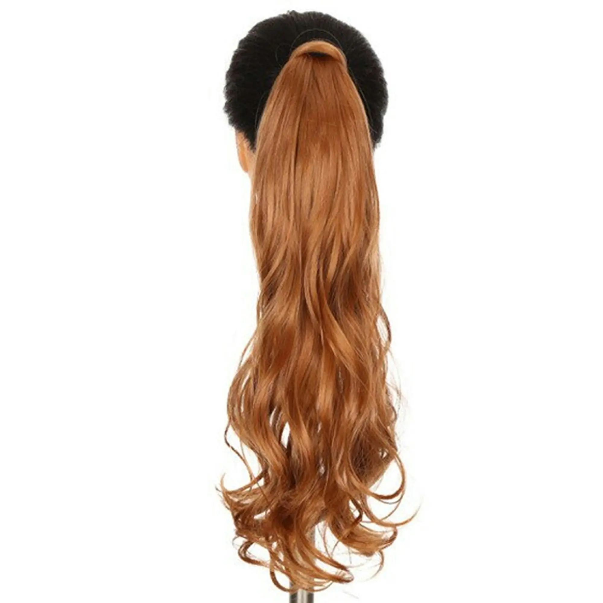 22" Chestnut Brown Hair Extension Quality Synthetic Hair Ponytail Curly Wavy