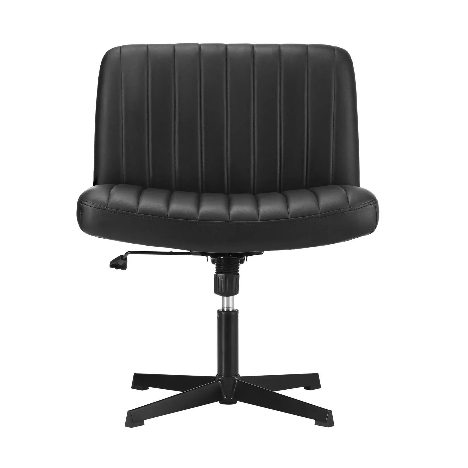 Oikiture Mid Back Armless Office Desk Chair Wide Seat PU Leather Black