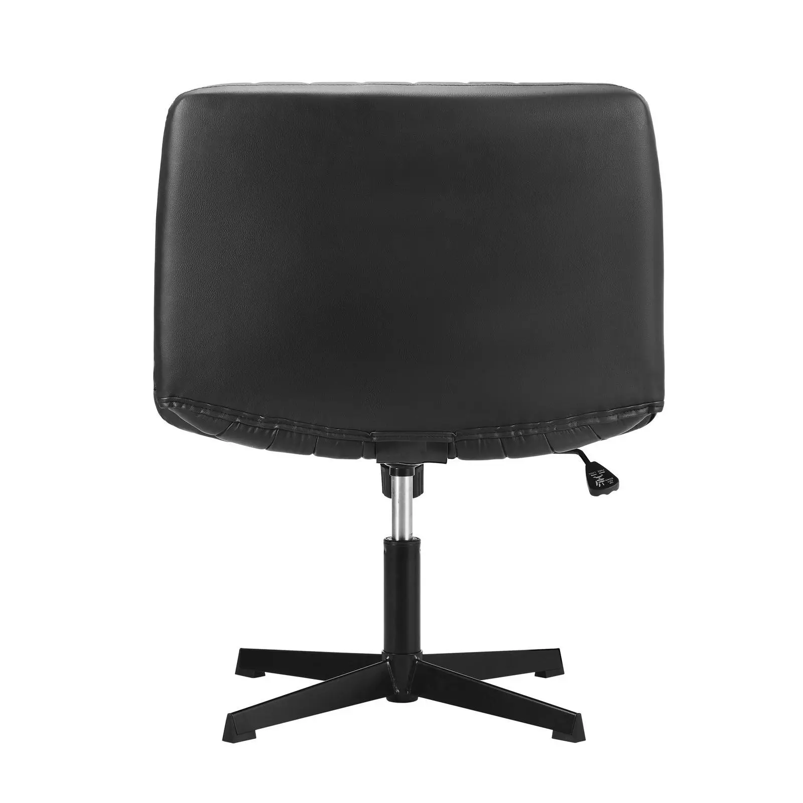 Oikiture Mid Back Armless Office Desk Chair Wide Seat PU Leather Black