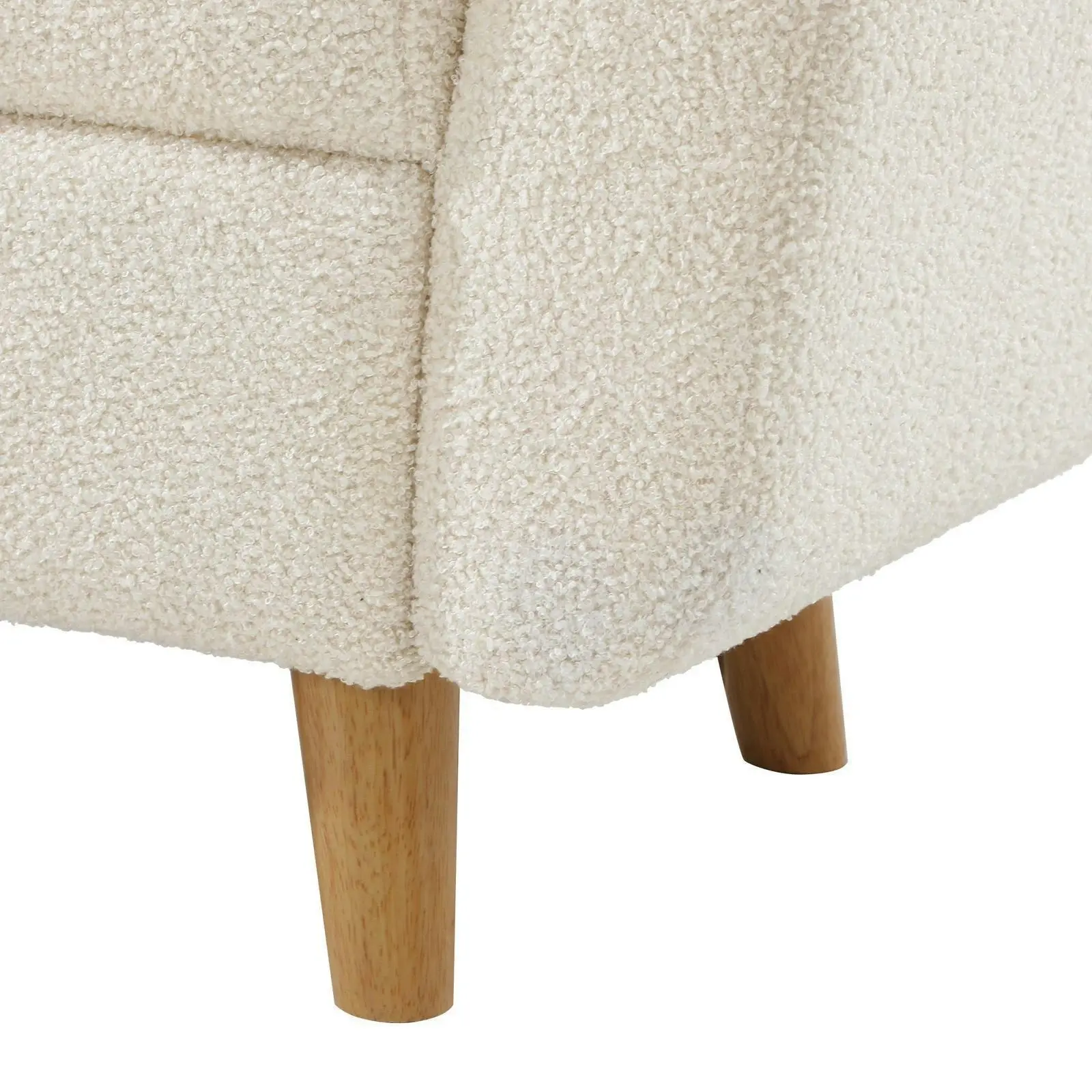 Oikiture Storage Ottoman Blanket Box Arm Foot Stool Couch Large Sherpa White