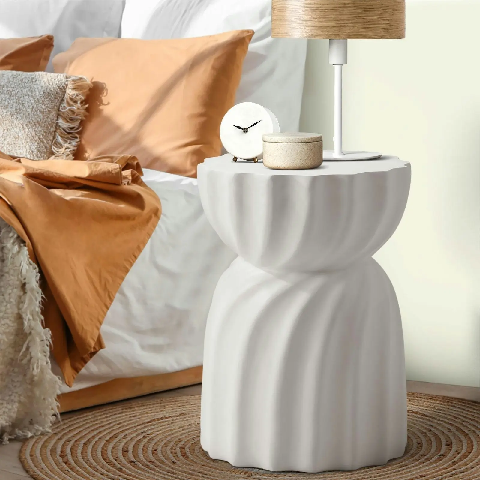 Oikiture Coffee Side Table Bedside End Stool Stand Stone