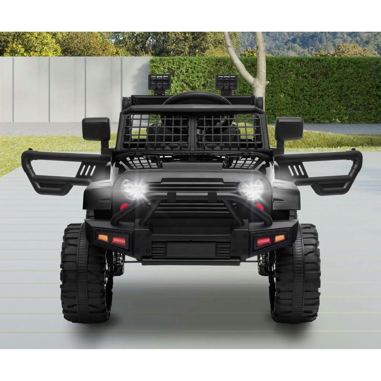 Mazam Kids Ride On Car 12V Electric Jeep Remote Vehicle Toy Cars Gift LED light Black