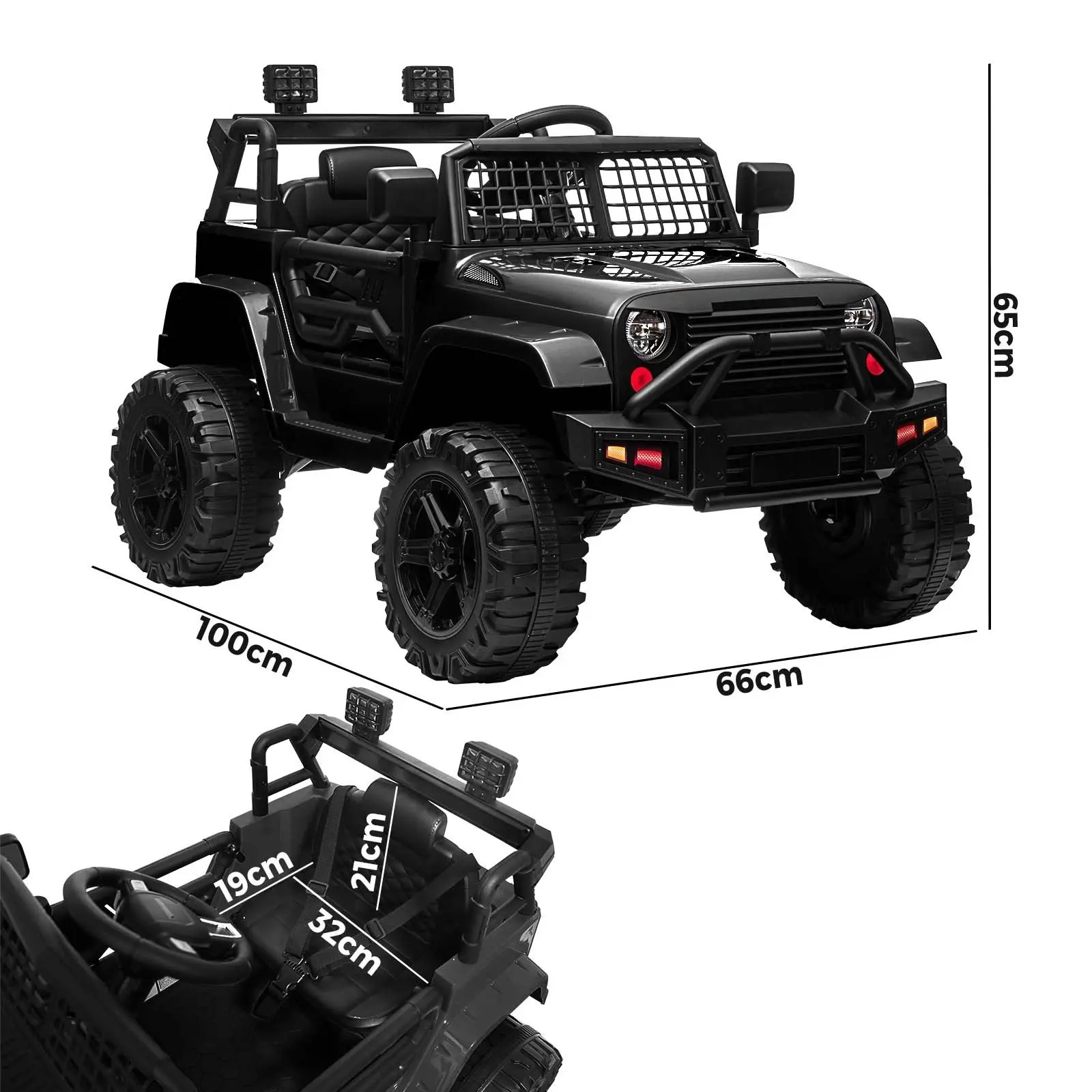 Mazam Kids Ride On Car 12V Electric Jeep Remote Vehicle Toy Cars Gift LED light Black