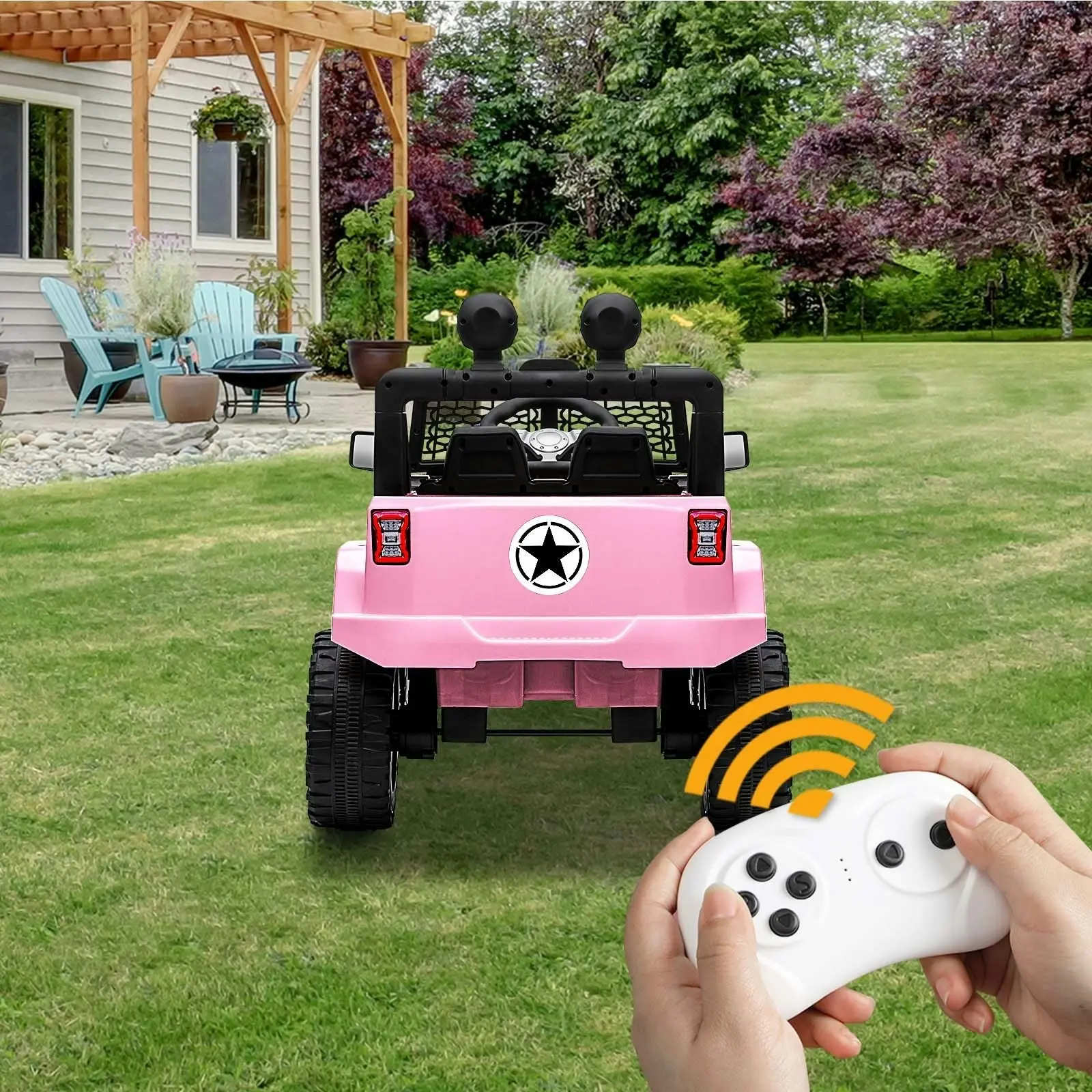 Mazam Kids Ride On Car Jeep Pink Electric Vehicle Toy Remote Cars Gift 12V LED Light